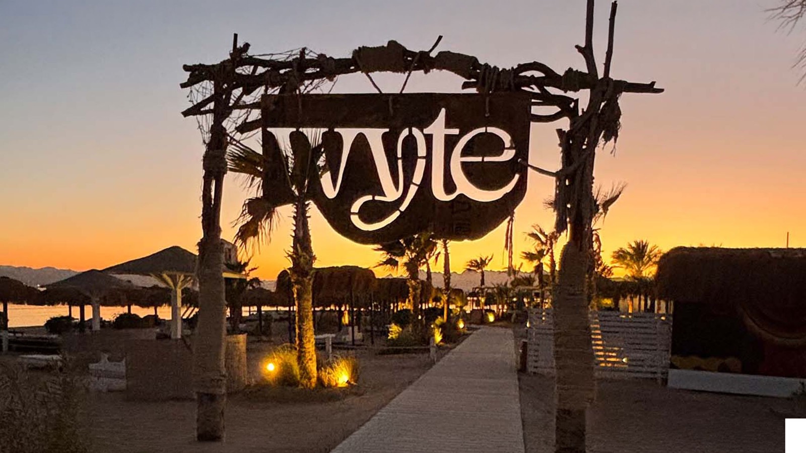 WYTE Beach Club at sunset