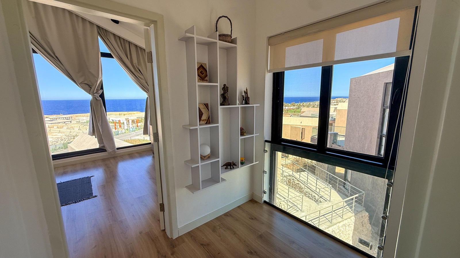 Upstairs landing with sea views on both sides